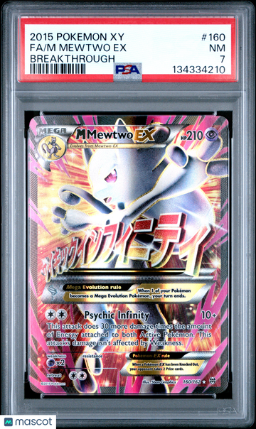 2015 Pokemon Xy Breakthrough M Mewtwo EX Fa Breakthrough PSA 7 #160