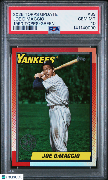 2025 Topps Update 1990 Topps Baseball Joe Dimaggio #39 Green /99 PSA 10