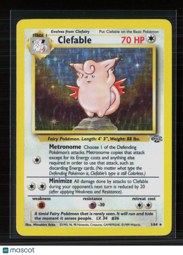 1999 Jungle Clefable Holo Rare #1/64
