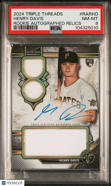 2024 Topps Triple Threads Rookie Auto Relics Henry Davis #RARHD /99 PSA 8