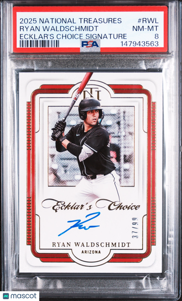 2025 Panini National Treasures Ecklar's Choice Signatures Ryan Waldschmidt #RWL /99 PSA 8