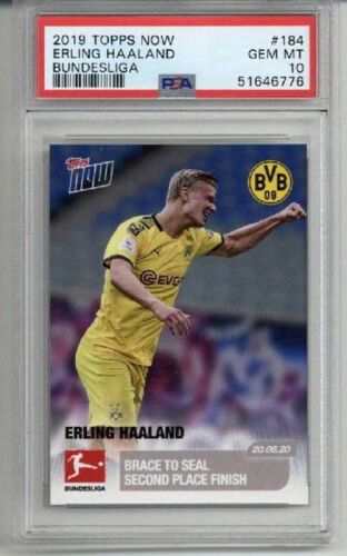 2019 TOPPS NOW BUNDESLIGA SEAL SECOND PLACE FINISH #184 ERLING HAALAND RC PSA 10