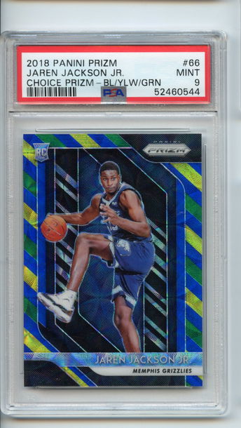 2018 Jaren Jackson Prizm Green Yellow Blue PSA 9 Mint Rookie RC #66 Grizzlies
