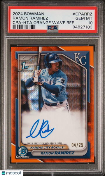 2024 Bowman Chrome Prospect Autographs Ramon Ramirez #CPARRZ Prspct Hta Org Wave /25 PSA 10