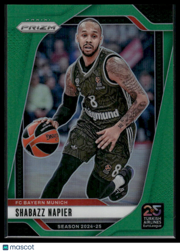 2024-25 Panini Prizm Euroleague Shabazz Napier #63 Green Prizm