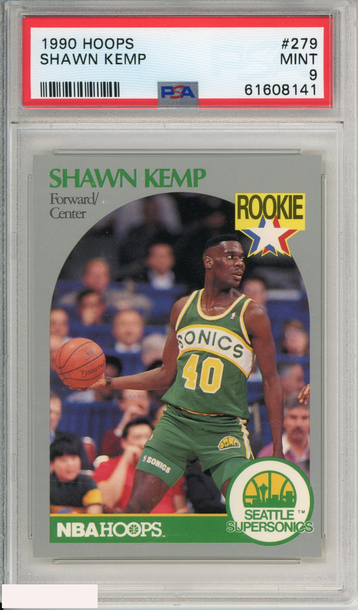 1990 HOOPS SHAWN KEMP #279 SEATTLE SUPERSONICS PSA 9 MINT