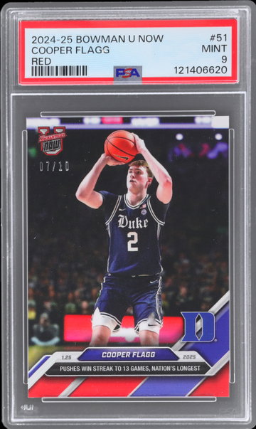 2024 Bowman University Now Cooper Flagg Red PSA 9