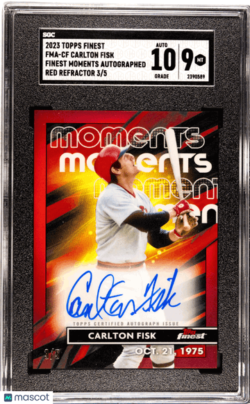 2023 Topps Finest Carlton Fisk #FMA-CF Moments Autograph Red Refractor 5 SGC 9 Auto 10