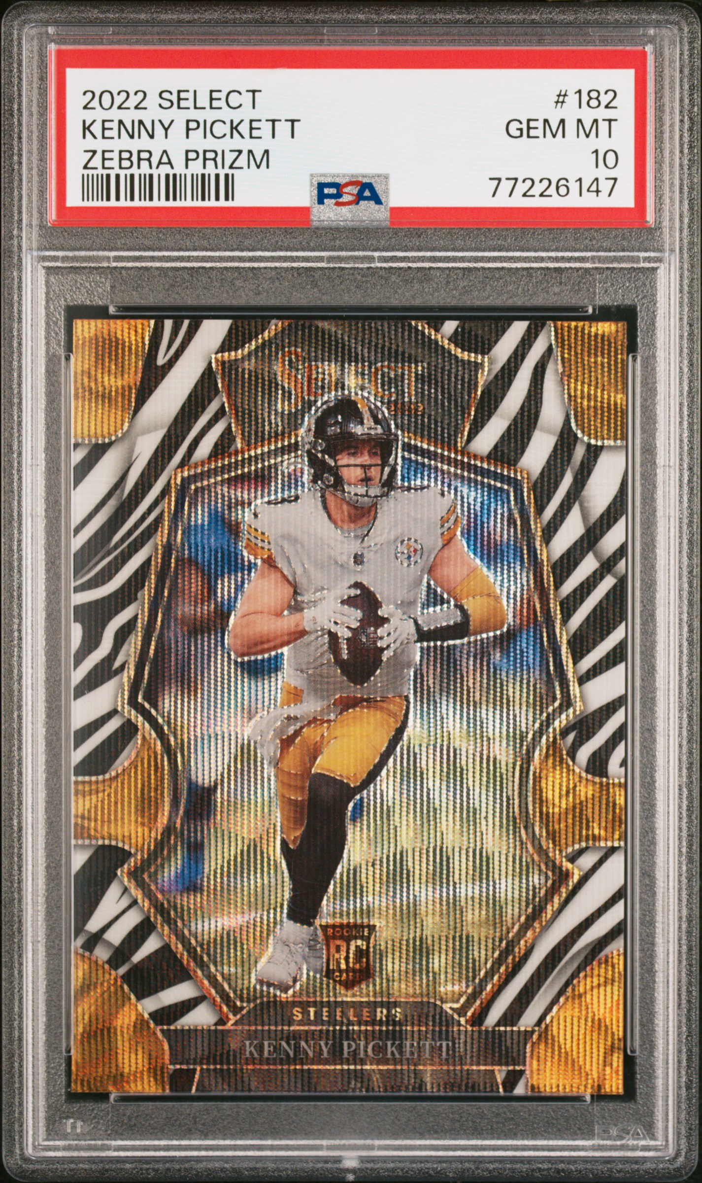 2022 Panini Select Kenny Pickett #182 Zebra Prizm PSA 10