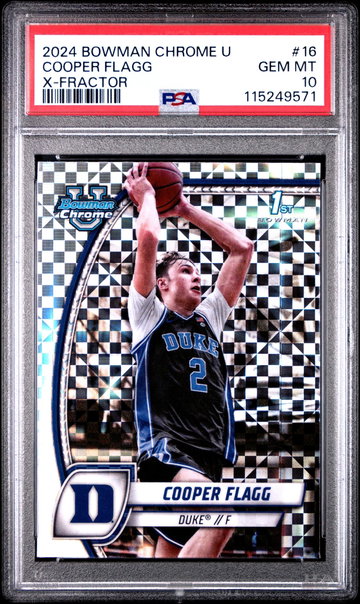 2024 Bowman University Chrome X-Fractor Cooper Flagg #16 PSA 10