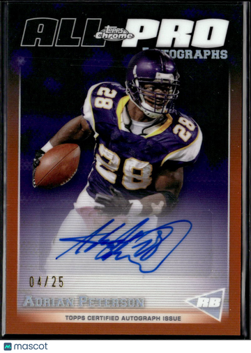 Adrian Peterson 2024 Topps Chrome All-Pro Auto Orange Refractor Minnesota Vikings