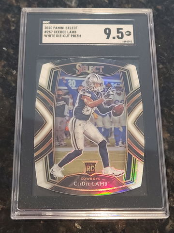 2020 Panini Select CeeDee Lamb Club Level PRIZM White Die Cut SGC 9.5