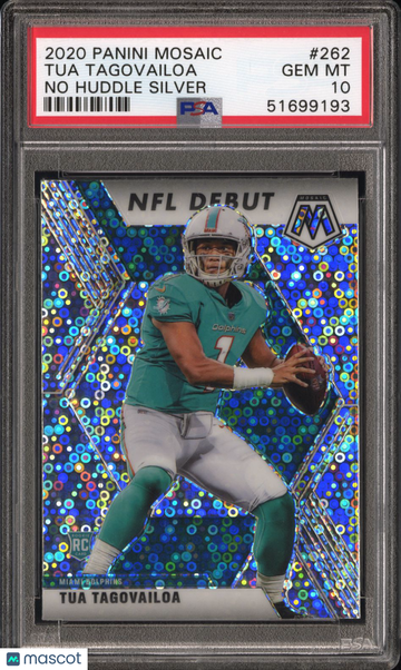 2020 Panini Mosaic Tua Tagovailoa #262 No Huddle Silver Rookie PSA 10