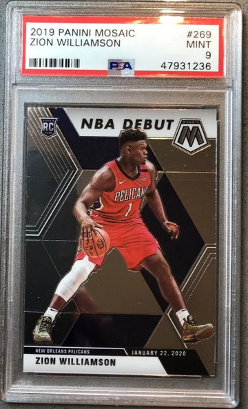 2019-20 Panini Mosaic Basketball Zion Williamson Debut PSA 9