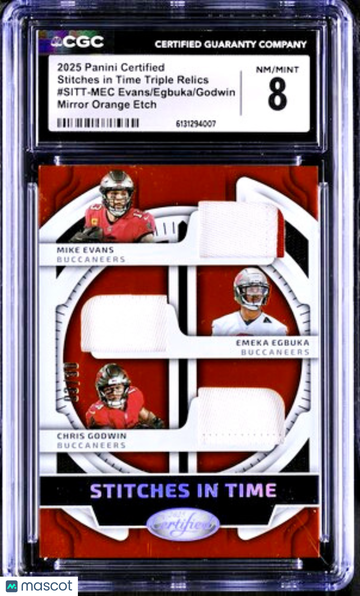 Graded 8 2025 Panini Certified Orange Etch Mike Evans Emeka Egbuka Chris Godwin Buccaneers