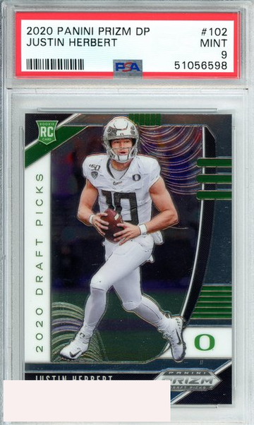 2020 PANINI PRIZM DP JUSTIN HERBERT #102 ROY CHARGERS ROOKIE RC PSA 9 MINT