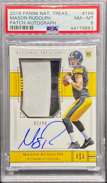 2018 National Treasures Patch Auto Mason Rudolph PSA 8