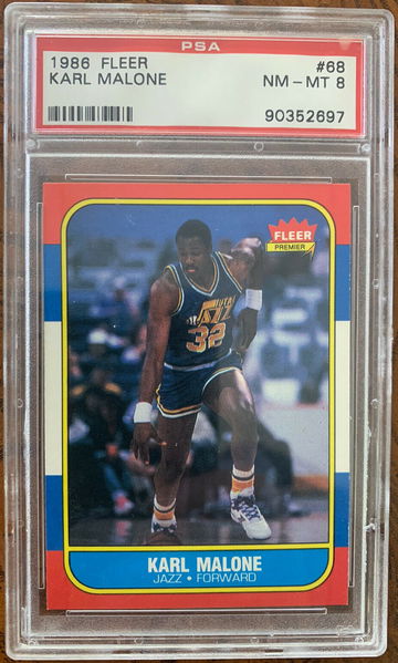 1986 Fleer Basketball #68 Karl Malone PSA 8 RC Rookie