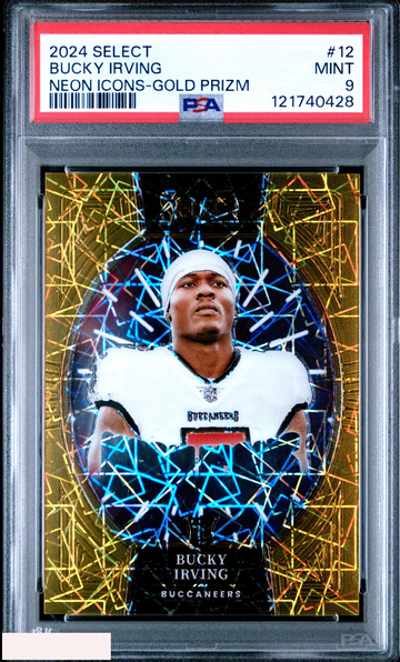 2024 PANINI SELECT NEON ICONS BUCKY IRVING #12 GOLD PRIZM 8 OF 10 ROOKIE PSA 9