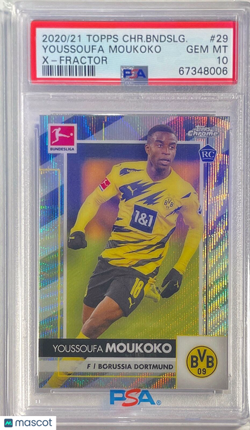 2020 Topps Chrome Bundesliga Youssoufa Moukoko #29 X Fractor PSA 10
