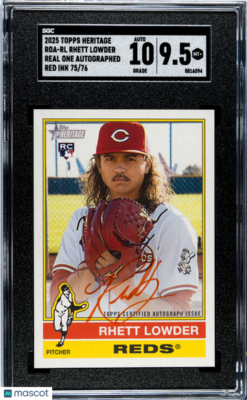 2025 Topps Heritage Rhett Lowder #ROA-RL Real One Autograph Red Ink /76 SGC 9.5 Auto 10