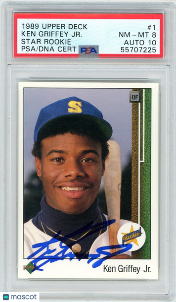 1989 Upper Deck Ken Griffey JR. #1 Star Rookie PSA 8 Auto 10