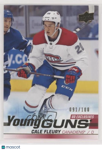 2019-20 Upper Deck Cale Fleury #209 UD Exclusives Young Guns 091/100 Parallel/Variety Rookie Base Set