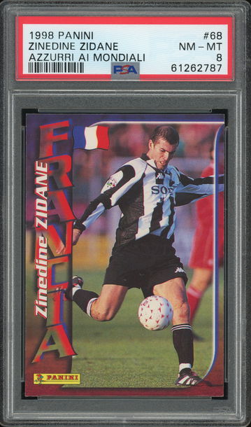 1998 Panini Azzurri Al Mondiali Zinedine Zidane PSA 8 World Cup France #68