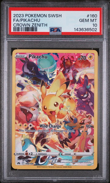 2023 Pokemon Sword and Shield Crown Zenith Pikachu #160 PSA 10