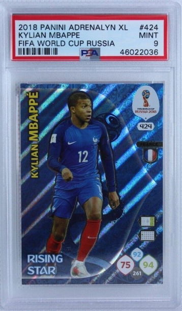2018 Panini Adrenalyn XL Kylian Mbappe #424 FIFA World Cup Russia RC PSA 9 Mint
