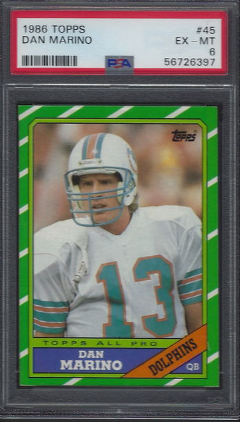 1986 Topps #45 DAN MARINO MIAMI DOLPHINS Football Card PSA 6 EX-MT HOF QB