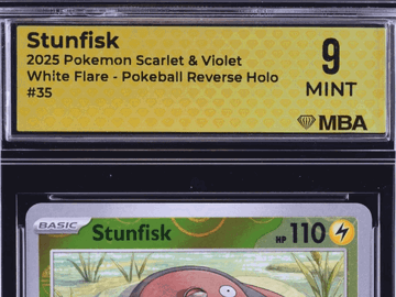 2025 Pokemon Scarlet & Violet White Flare Stunfisk Reverse Holo MBA 9 #35