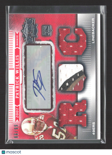 2007 Topps Triple Threads Patrick Willis #105 /99 Triple Relic Patch