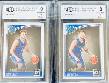 2X LOT LUKA DONCIC 2018-19 DONRUSS OPTIC RC BCCG 9 NMT