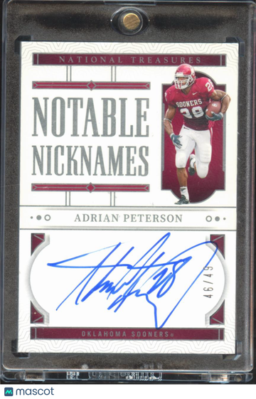 2024 Panini National Treasures Collegiate Notable Nicknames Adrian Peterson #NN-AP /49