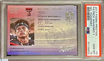 PSA 10 RC Patrick Mahomes 2017 Panini Passport NFL Shield Horizontal Rookie RARE