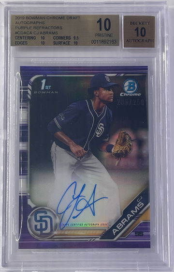 2019 Bowman Draft Chrome CJ Abrams Purple Refractor Auto /250 PRISTINE 10 POP 1 Card #CDACA Padres