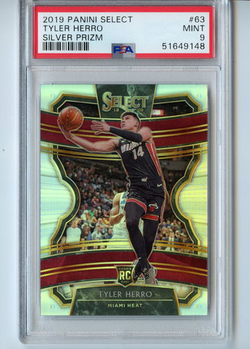 Silver Select Concourse Tyler Herro PSA 9 #63 Prizm Rookie 2019 RC Holo