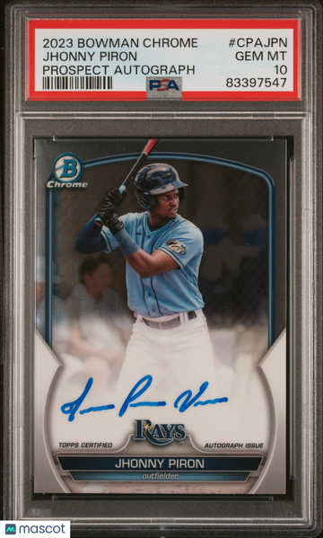 2023 Bowman Chrome Prospect Autographs Jhonny Piron #CPAJPN PSA 10