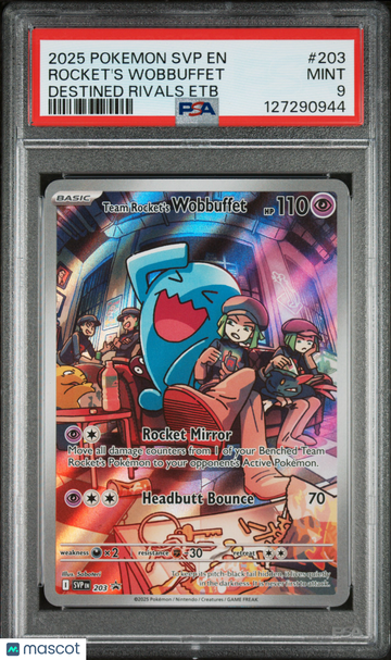 2025 Pokemon SVP EN-SV Black Star Promo Rocket's Wobbuffet Destined Rivals Etb PSA 9 #203