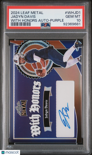 2024 Leaf Metal With Honors Autographs Jadyn Davis #WHJD1 With Honors Auto-Purple PSA 10