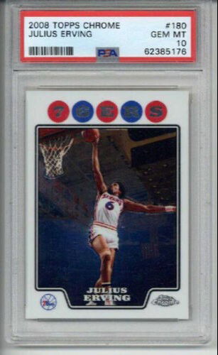2008 TOPPS CHROME #180 JULIUS DR. J ERVING PHILADELPHIA 76ERS PSA 10 LOW POP