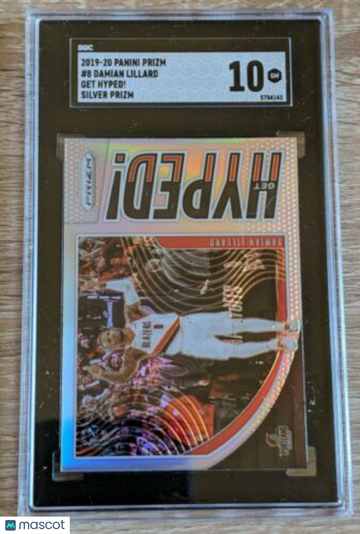 2019-20 Panini Prizm Damian Lillard #8 Get Hyped! Silver Prizm SGC 10