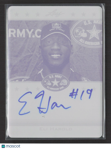 2012 Leaf US Army All American Football Eli Harold #TA-EH1 Magenta Printing Plate /1 Printing Plate
