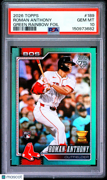 2026 Topps Roman Anthony Green Rainbow Foil /99 #189 PSA 10