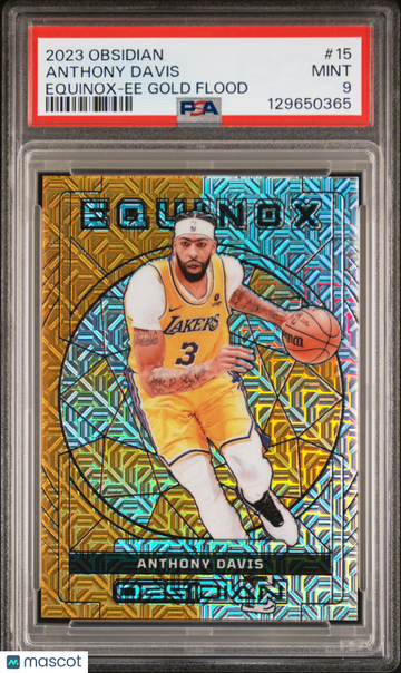 2023 Panini Obsidian Equinox Anthony Davis #15 Ee Gold Flood /10 PSA 9