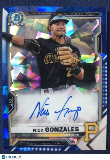 NICK GONZALES 2021 Bowman Chrome Sapphire RC AUTO #BSPA-NG Pittsburgh Pirates