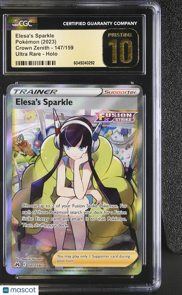 Crown Zenith Elesa's Sparkle (Full Art) Foil Ultra Rare CGC 10 #147/159