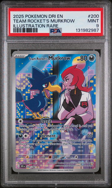 2025 Pokemon Destined Rivals Illustration Rare Team Rocket's Murkrow #200 PSA 9