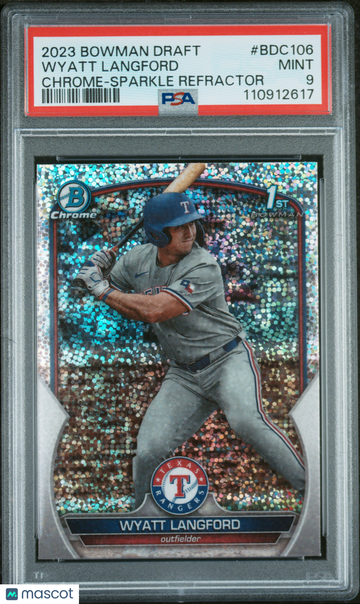 2023 Bowman Draft Wyatt Langford #BDC106 Chrome Sparkle Refractor PSA 9